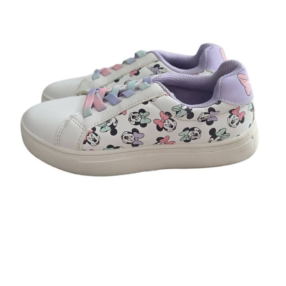 Disney Girls Size C13 White Lavender Pastel Minnie Mouse Sneakers